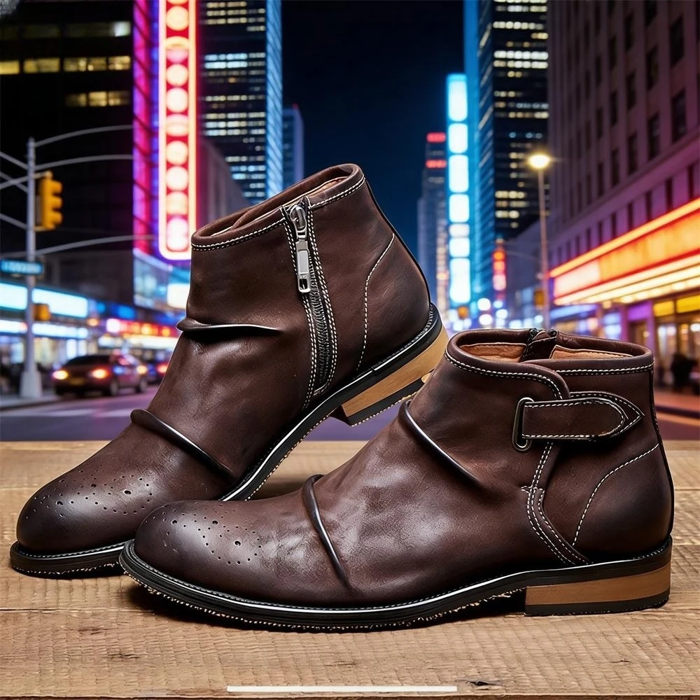Formal Men Daily Wear Footwear - Мужские ботинки-броги до щиколотки, с пряжкой