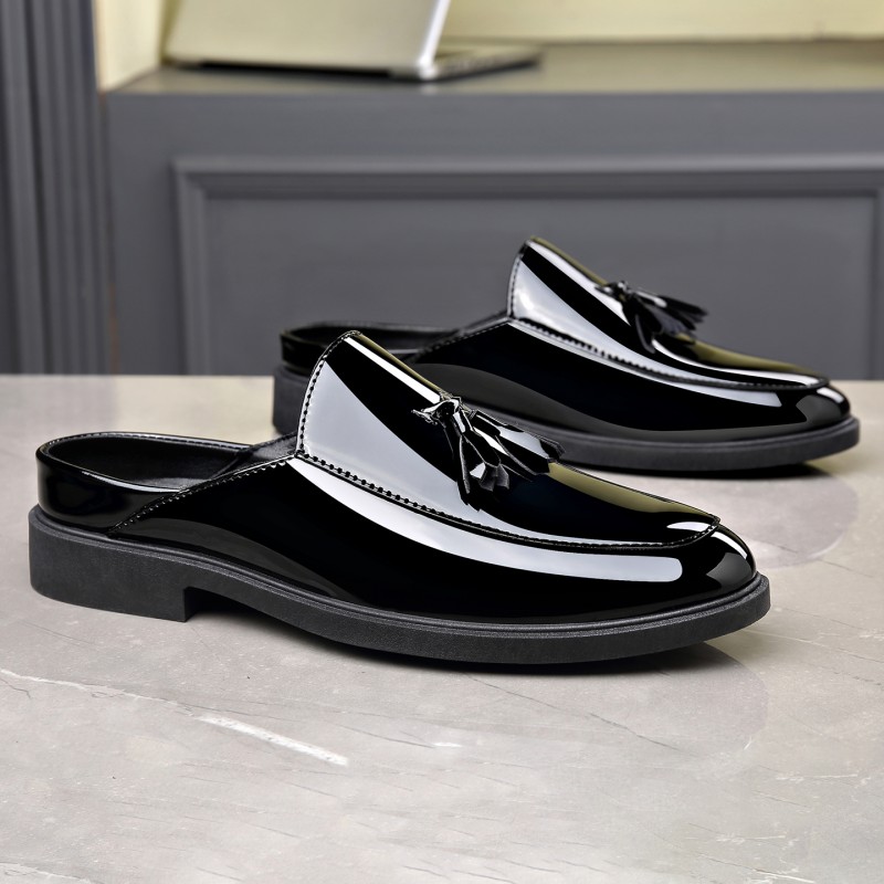 Formal Men Daily Wear Footwear - Мужские черные мюли из лакированной кожи
