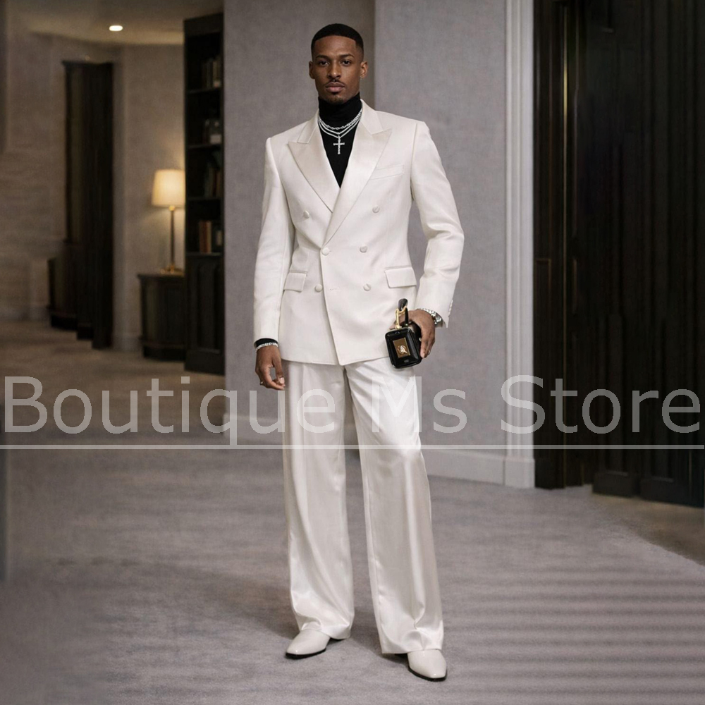 Мужской белый атласный костюм- – обзор и цена Men Formal Wear Modern